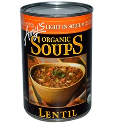 Amy's, Органические супы, чечевица, низкое содержание натрия, 14,5 унции (411 г)
