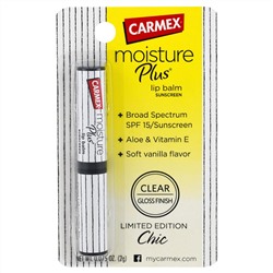 Carmex, Бальзам для губ Moisture Plus, фактор защиты от солнца 15, ваниль, 0,075 унции (2 г)