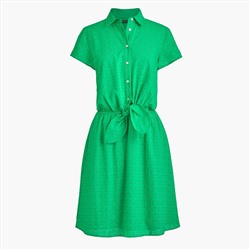 Eyelet collared tie-front dress