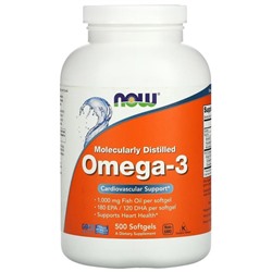 NOW Omega-3 капс., 1000 мг, 500 шт.