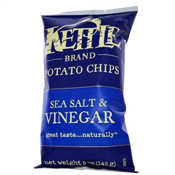Kettle Foods, Картофельные чипсы,морская соль и уксус, 142 г