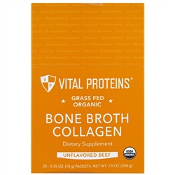 Vital Proteins, Grass Fed Organic, коллаген из костного бульона, 20 пакетиков, 0,35 унций (10 5) каждый