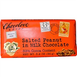 Chocolove, Соленый арахис в молочном шоколаде, 3.2 унции (90 г)