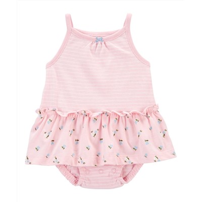 Carter's | Pink & Blue Floral Skirted Bodysuit - Infant
