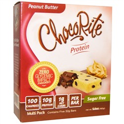 HealthSmart Foods, Inc., ChocoRite Protein, Peanut Butter, Sugar Free, 5 Bars, 5.6 oz (160 g)