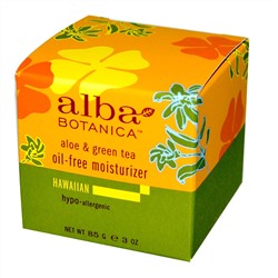 Alba Botanica, Alba Botanica, Увлажняющий крем с алоэ и зеленым чаем, не содержит масел, 3 унции (85 г)