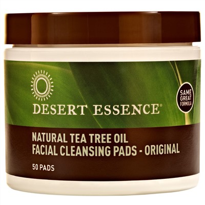 Desert Essence, Чистящие ватные диски для лица Natural Tea Tree Oil, Оригинальный продукт, 50 дисков