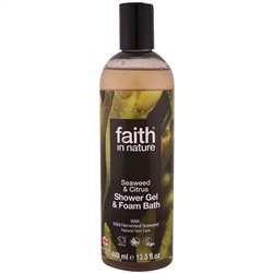 Faith in Nature, Гель для душа и пена для ванной, водоросли и цитрус, 13,5 жидк. унц. (400 мл)