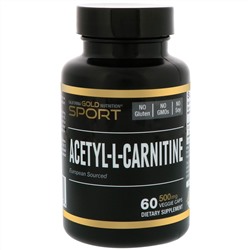 California Gold Nutrition, CGN, Спорт, ацетил-L-карнитин, 500 мг, 60 вегетарианских капсул
