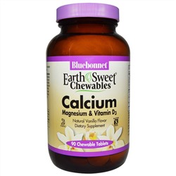 Bluebonnet Nutrition, EarthSweet Chewables, Calcium, Magnesium & Vitamin D3, 90 Tablets