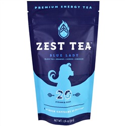 Zest Tea LLZ, Энергетический чай высшего сорта, голубая леди, 20 пирамидок, 1.76 унции (50 г)