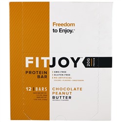 FITJOY, Протеиновый батончик, шоколадное арахисовое масло, 12 батончиков, 2,11 унций (60 г) каждый