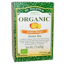 St. Dalfour, Органический зеленый чай с золотым манго, 25 пакетиков, 1,75 унции (50 г)