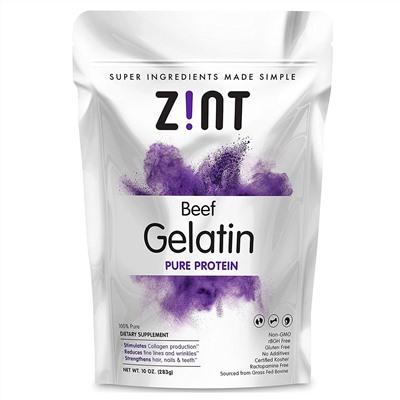Z!NT, Beef Gelatin, Чистый Протеин, 10 унций (283г)
