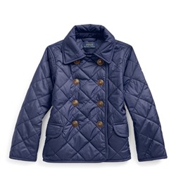 GIRLS 2-6X Quilted Double-Breasted Jacket