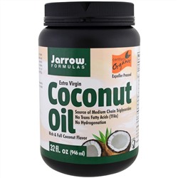 Jarrow Formulas, Органическое кокосовое масло первого холодного отжима, Отжато шнековым прессом, 32 унции (946 мл)