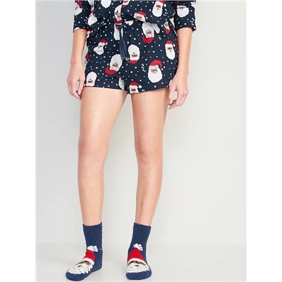 Matching Print Flannel Pajama Shorts for Women -- 2.5-inch inseam