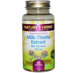 Nature's Herbs, Экстракт молочного чертополоха, 350 мг, 50 капсул