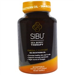 Sibu Beauty, Sea Berry Therapy, поддержка омега-7, облепиховое масло, 60 желатиновых капсул