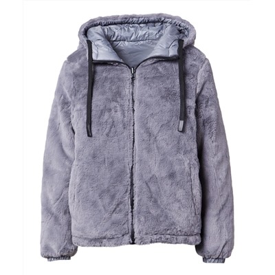Ice Gray Shiny Reversible Hooded Puffer Jacket - Women
