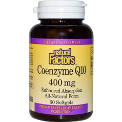 Natural Factors, Кофермент Q10, 400 мг, 60 мягких капсул