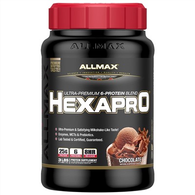 ALLMAX Nutrition, Hexapro, Ultra-Premium Protein + MCT & Coconut Oil, Chocolate, 3 lbs (1.36 kg)