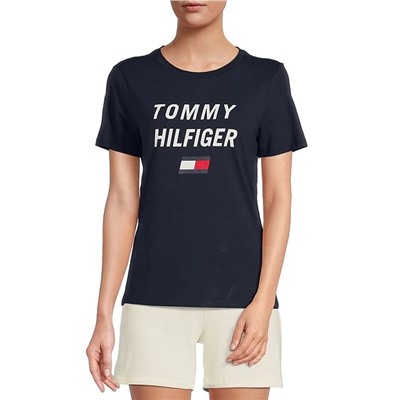 Tommy Hilfiger Sport Slim Crew Neck Short Sleeve Graphic Logo Tee Shirt