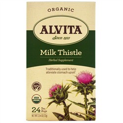 Alvita Teas, Organic, чай из расторопши, без кофеина, 24 чайных пакетика по 1,69 унции (48 г) каждый