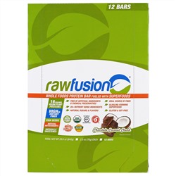 Raw Fusion, Протеиновый батончик из цельных продуктов, шоколадно-кокосовые кусочки, 12 батончиков, 2.5 унции (70 г) каждый