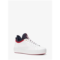 MICHAEL MICHAEL KORS Ace Perforated Leather and Scuba Sneaker