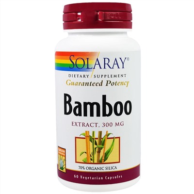 Solaray, Бамбук, экстракт, 300 мг, 60 вегетарианских капсул