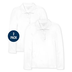 The Children’s Place  Girls Uniform Ruffle Pique Polo 2-Pack - White
