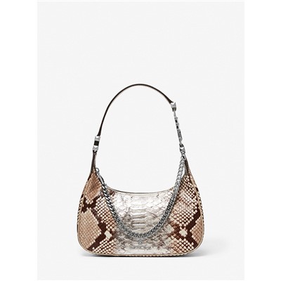 Piper Small Two-Tone Snake Embossed Leather Shoulder Bag