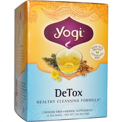 Yogi Tea, Чай Detox без кофеина, 16 чайных пакетиков, 1.02 унций (29 г)