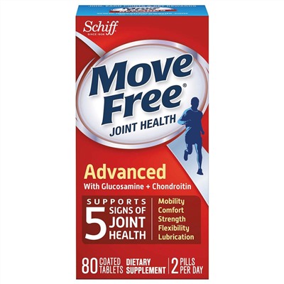 Schiff, Move Free, здоровье суставов, 80 таблеток, покрытых оболочкой