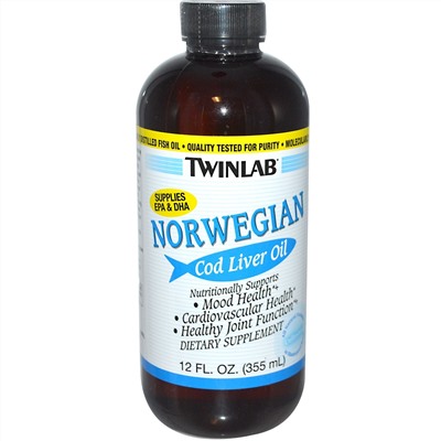 Twinlab, Норвежское масло печени трески, без запаха, 12 жидких унций (355 мл)
