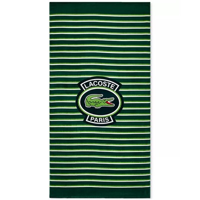 LACOSTE HOME Logo Golf Striped Cotton Beach Towel