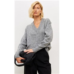 Пуловер женский с v-образным вырезом TP322-15702 cерый