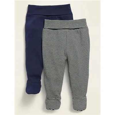 Unisex 2-Pack Fold-Over-Waist Footed Pants for Baby