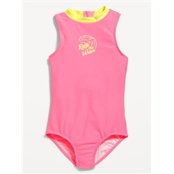 High-Neck One-Piece Swimsuit for Girls