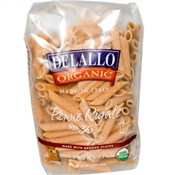 DeLallo, Penne Rigate № 36, 100% цельнозерновые макаронные изделия, 16 унций (454 г)