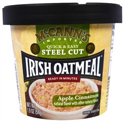 McCann's Irish Oatmeal, Quick & Easy, Steel Cut, Apple Cinnamon, 1.9 oz (54 g)