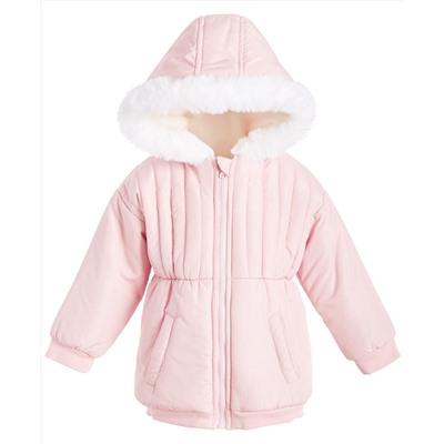 First Impressions Toddler Girls Hooded Jacket With Faux-Fur Trim, Created For Macy's
