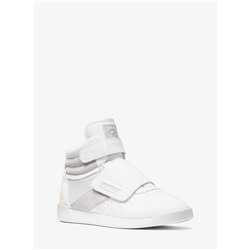 MICHAEL MICHAEL KORS Addie Leather and Canvas High-Top Trainer