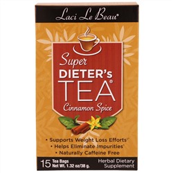 Natrol, Laci Le Beau, супер диетический чай с корицей, 15 пакетиков, 1,32 унции (38 г)
