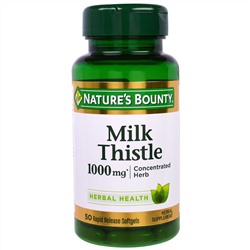 Nature's Bounty, Расторопша, 1000 мг*, 50 мягких капсул