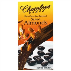 Chocolove, Dark Chocolate Covered Salted Almonds, 3 oz (85g)