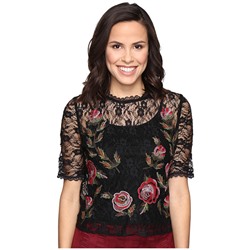 Short Sleeve Embroidery Lace Top