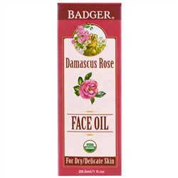 Badger Company, Противоокислительное масло для лица, дамасская роза с лавандой и ромашкой, 1 жидкая унция (29.5 мл)