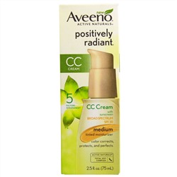 Aveeno, Active Naturals, Положительный сияющий крем CC, SPF 30, средний, 2,5 жидк. унц. (75 мл)